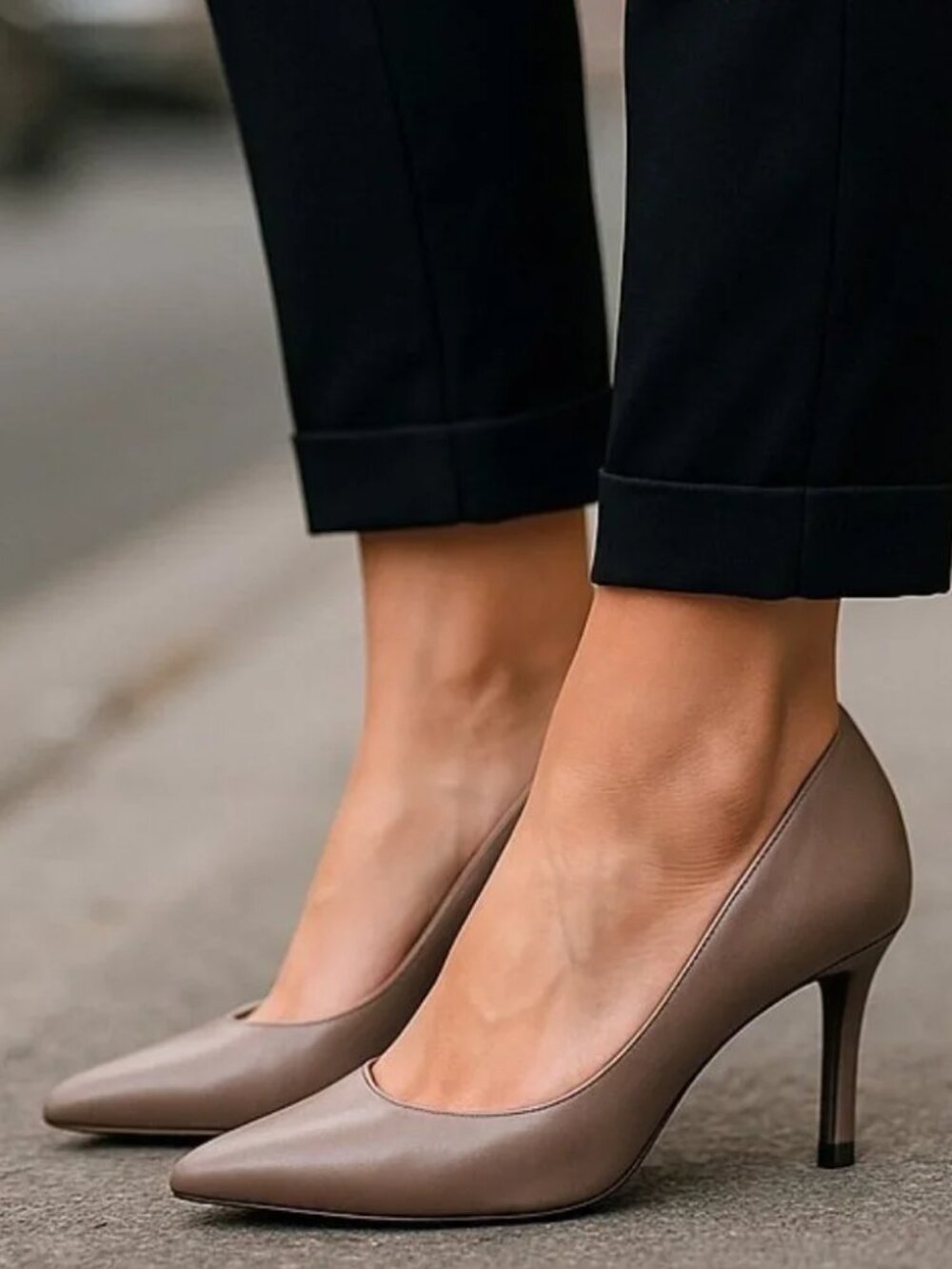DOLLHOUSE Smoke Gray Pumps 7.5 Vegan Leather Pointy Toe Snobby Stilettos